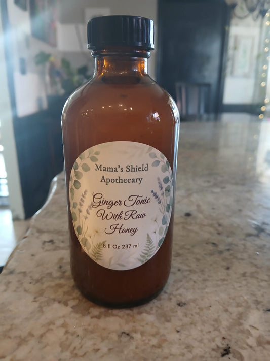 Immune Support Ginger Tonic with Raw Honey (8oz Bottle)